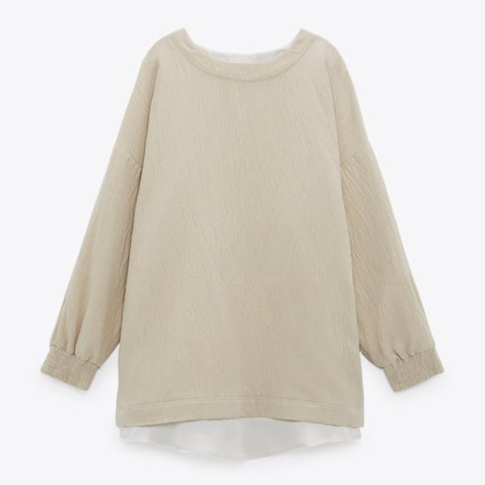 Long jumper with double hem  by ZARA,  color - taupe; size XL